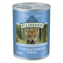 Blue Buffalo Wilderness Turkey & Chicken Grill Grain-Free Puppy Canned Dog Food, 12.5-oz, case of 12