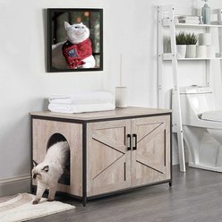 Unipaws Box Enclosure with Top Opening Cat Litter, Weathered Gray, Large