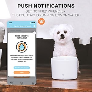 INSTACHEW Purrflow Smart Dog & Cat Water Fountain, White, 2-L