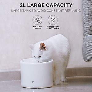 INSTACHEW Purrflow Smart Dog & Cat Water Fountain, White, 2-L