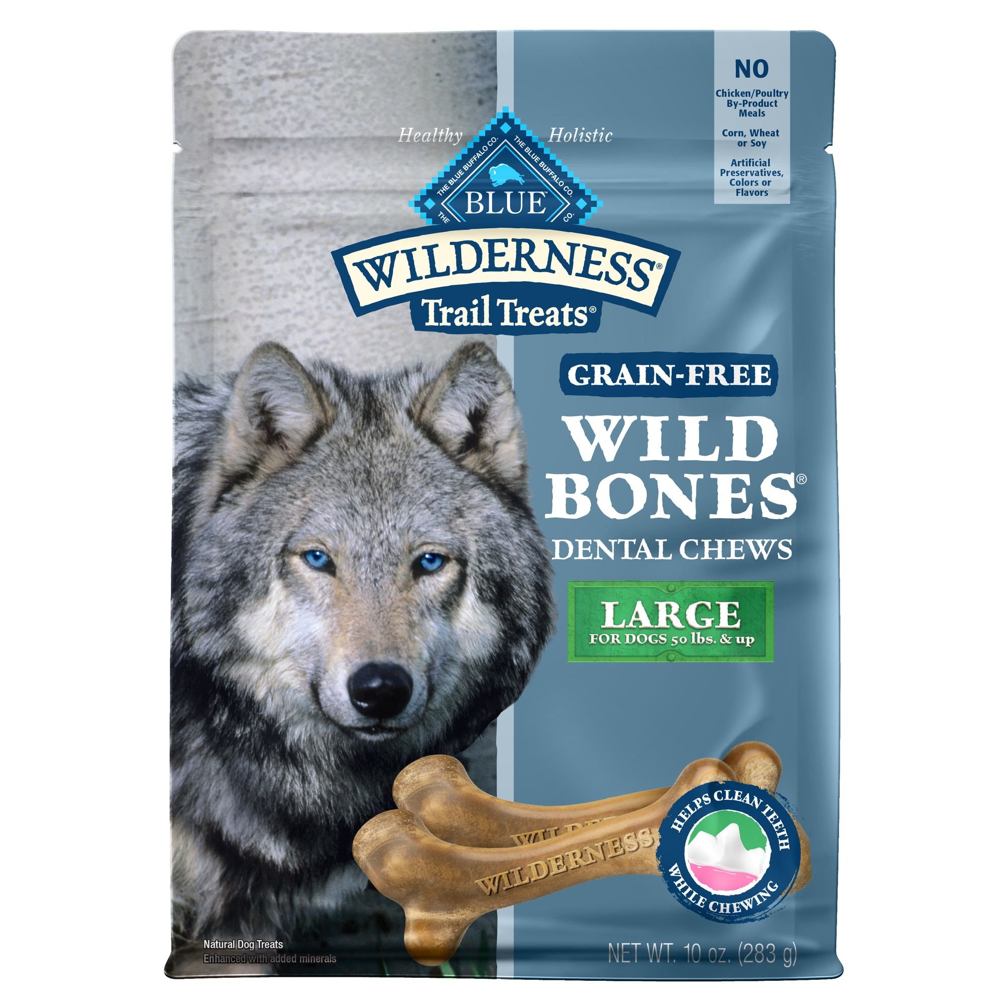 BLUE BUFFALO Wilderness Wild Bones Grain-Free Large Dental Dog Treats ...