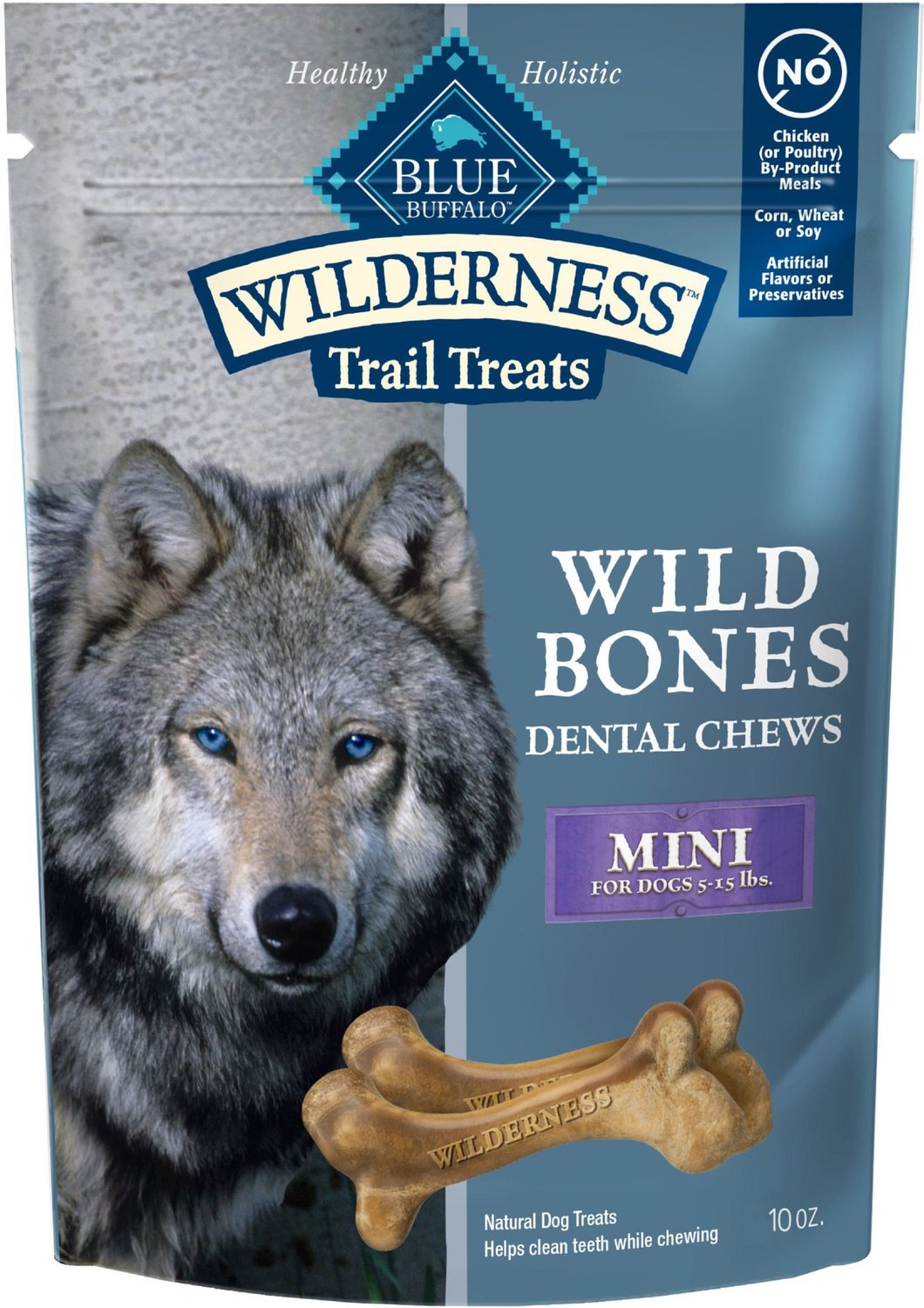 BLUE BUFFALO Wilderness Wild Bones Grain-Free Mini Dental Dog Treats, 10-oz  bag, Count Varies - Chewy.com