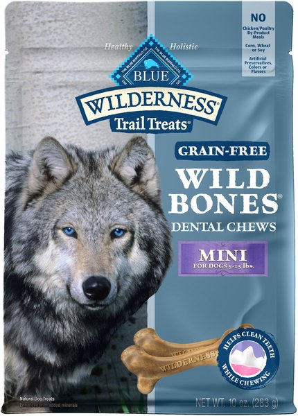 Blue Buffalo Wilderness Wild Bones Grain-Free Mini Dental Dog Treats, 10-oz bag, Count Varies slide 1 of 7