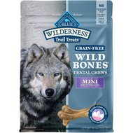 Blue Buffalo Wilderness Wild Bones Grain-Free Mini Dental Dog Treats, 10-oz bag, Count Varies