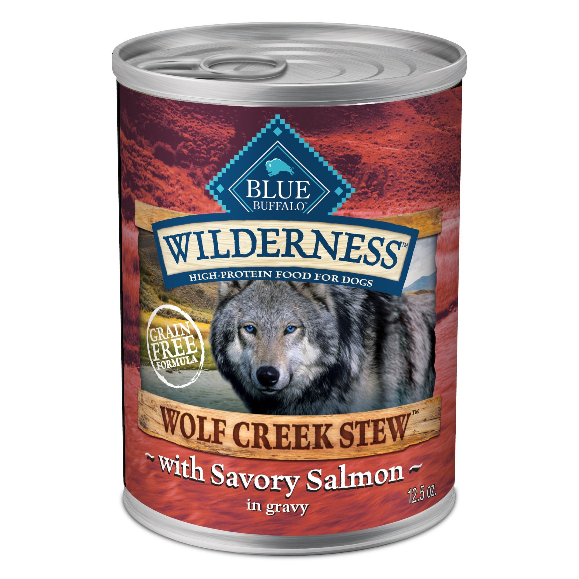 Blue Buffalo Wilderness Wolf Creek Stew Savory Salmon Stew Grain-Free Adult Canned Dog Food