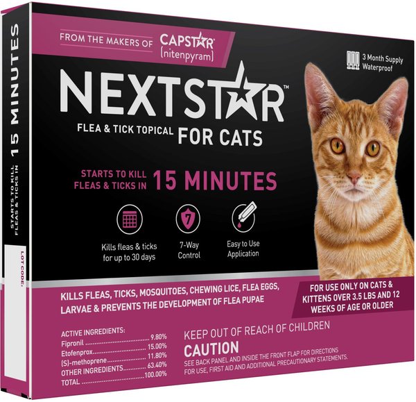 NextStar Fast Acting Cat Flea & Tick Treatment, 6 doses slide 1 of 9