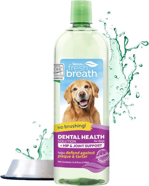 TropiClean Fresh Breath Dental Health Solution + Hip & Joint Support Dog Dental Water Additive, 33.8-oz bottle slide 1 of 10