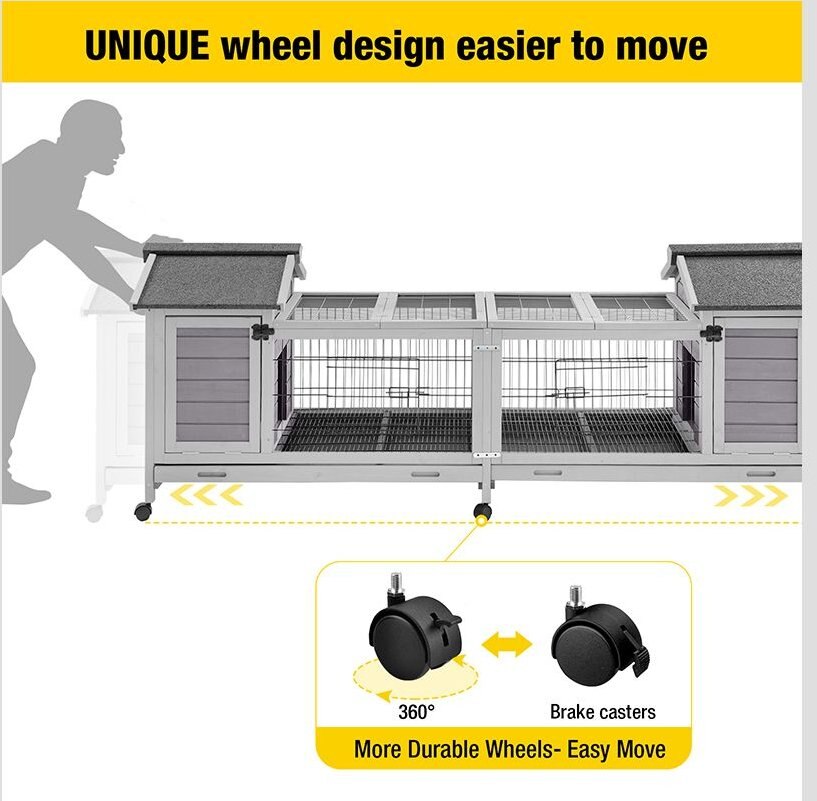 AIVITUVINAIR68 Wooden Indoor Rabbit House, Large, Gray
