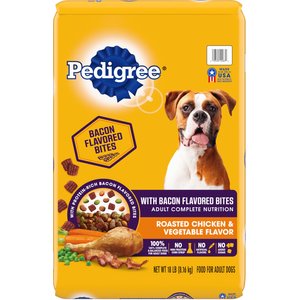 Pedigree Roasted Chicken & Vegetable Flavor with Bacon Flavored Bites Adult Dry Dog Food, 18-lb bag