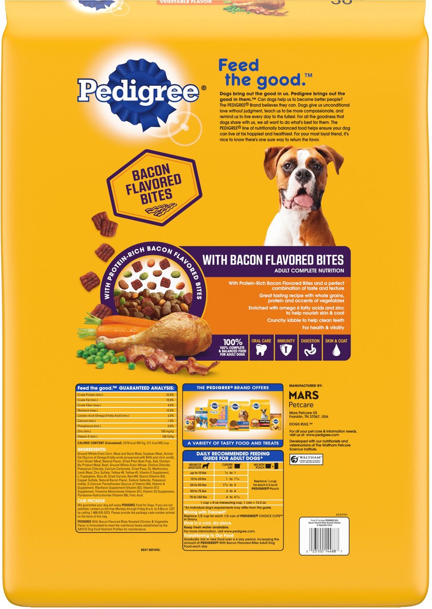 Amazon.com: PEDIGREE Complete Nutrition Adult Dry Dog Food Roasted Chicken,  Rice & Vegetable Flavor Dog Kibble, 33 lb. Bag : Pet Supplies