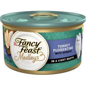 Fancy Feast Elegant Medleys Turkey Florentine Canned Cat Food, 3-oz, case of 24