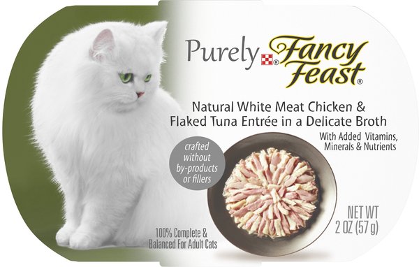 Fancy Feast Purely White Meat Chicken & Flaked Tuna Wet Cat Food, 2-oz tray, case of 10 slide 1 of 10