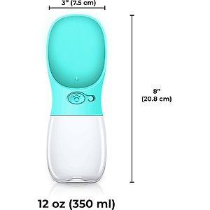 Vila Portable Water Bottle Dog & Cat Travel Dispenser Bowl, 12-oz