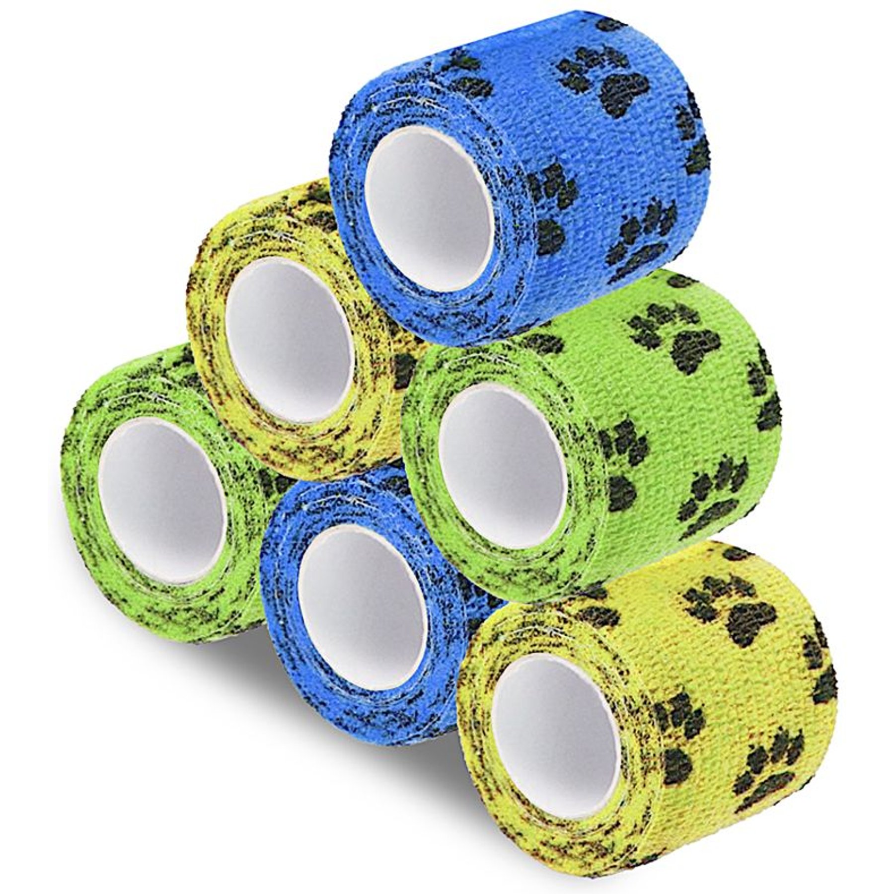 SunGrow First Aid Self Adhesive Bandage Vet Wrap & Paw Covers for Dog, Cat & Small Animal Wound Care, 2-in x 5 Yards, 6 count
