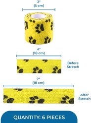 SunGrow First Aid Self Adhesive Bandage Vet Wrap & Paw Covers for Dog, Cat & Small Animal Wound Care, 2-in x 5 Yards, 6 count slide 2 of 3