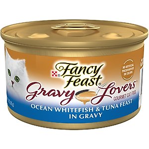 Fancy Feast Gravy Lovers Ocean Whitefish & Tuna Feast in Sauteed Seafood Flavor Gravy Canned Cat Food, 3-oz, case of 24