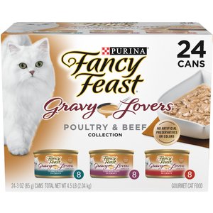 Fancy Feast Gravy Lovers Poultry & Beef Feast Variety Pack Canned Cat Food, 3-oz, case of 24