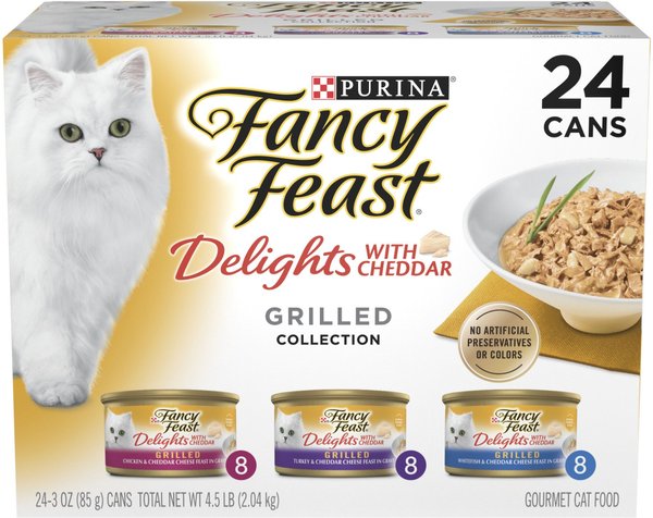 Fancy Feast Delights with Cheddar Grilled Variety Pack Canned Cat Food, 3-oz, case of 24 slide 1 of 10