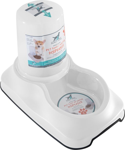 Pounce + Fetch Automatic Dog & Cat Auto Feeder, White, Medium