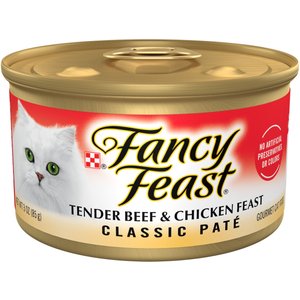 Fancy Feast Classic Tender Beef & Chicken Feast Canned Cat Food, 3-oz, case of 24