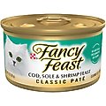 Fancy Feast Classic Pate Cod, Sole & Shrimp Feast Canned Cat Food, 3-oz, case of 24