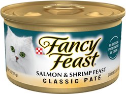 Fancy Feast Classic Salmon & Shrimp Feast Canned Cat Food, 3-oz, case of 24