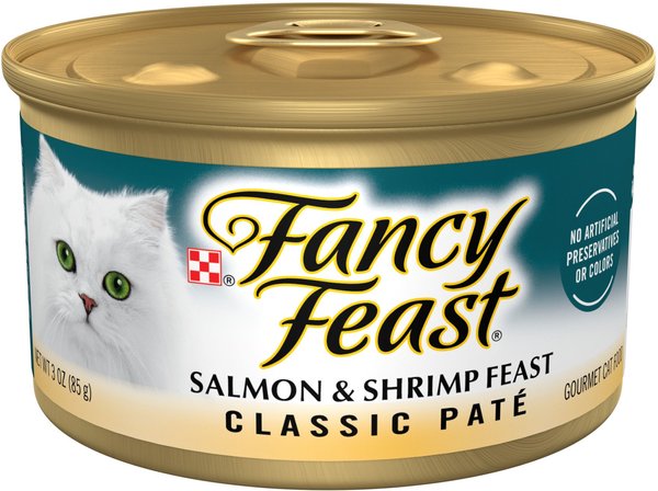 Fancy Feast Classic Salmon & Shrimp Feast Canned Cat Food, 3-oz, case of 24 slide 1 of 11