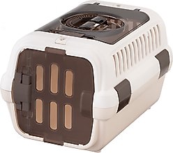Richell Double Door Cat & Dog Carrier, White/Beige, Small