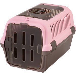 Richell Double Door Cat & Dog Carrier, Pink/Brown, Medium 