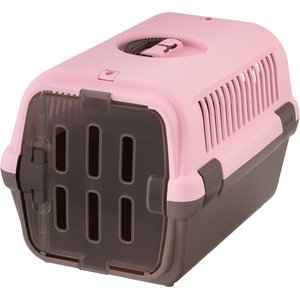 Richell Travel Cat & Dog Carrier, Pink/Brown, Medium 