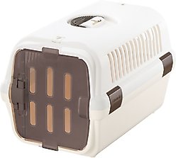 Richell Travel Cat & Dog Carrier, White/Beige, Medium 