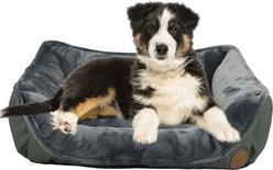 HappyCare Textiles Durable Rectangular Bolster Dog Sofa Bed, Dark Grey, Large