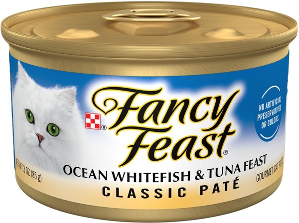 Fancy Feast Classic Ocean Whitefish & Tuna Feast Canned Cat Food, 3-oz, case of 24 slide 1 of 10