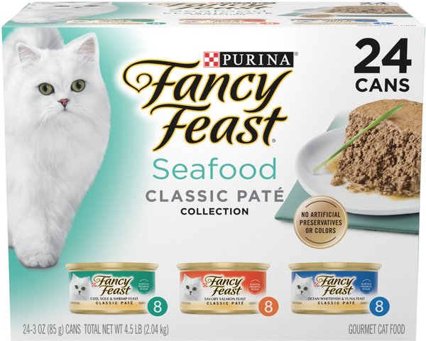Fancy Feast Classic Seafood Feast Variety Pack Canned Cat Food, 3-oz, case of 24 slide 1 of 11