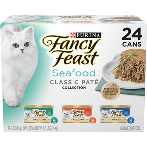 Fancy Feast Classic Seafood Feast Variety Pack Canned Cat Food, 3-oz, case of 24