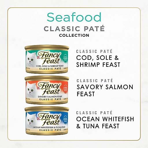 Fancy Feast Classic Seafood Feast Variety Pack Canned Cat Food, 3-oz, case of 24