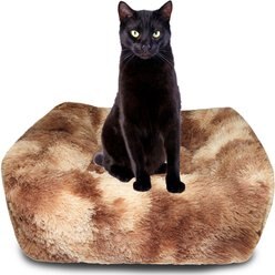 HappyCare Textiles Calming Anxiety Bolster Dog Bed, Frost Brown, Small