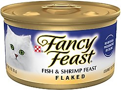 Fancy Feast Flaked Fish & Shrimp Feast Canned Cat Food, 3-oz, case of 24