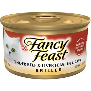 Fancy Feast Grilled Tender Beef & Liver Feast in Gravy Canned Cat Food, 3-oz, case of 24