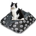 HappyCare Textiles Printed Oxford Cozy Warm Foldable Cat & Dog Tent Bed, Black, Medium