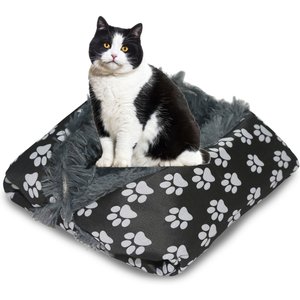 HappyCare Textiles Printed Oxford Cozy Warm Foldable Cat & Dog Tent Bed, Black, Medium
