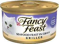 Fancy Feast Grilled Seafood Feast in Gravy Canned Cat Food, 3-oz, case of 24