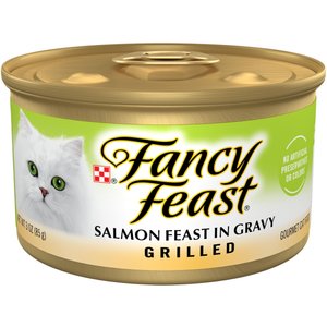 Fancy Feast Grilled Salmon Feast in Gravy Canned Cat Food, 3-oz, case of 24