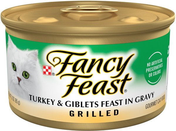 Fancy Feast Grilled Turkey & Giblets Feast in Gravy Canned Cat Food, 3-oz, case of 24 slide 1 of 10