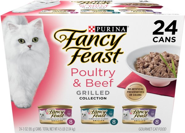 Fancy Feast Grilled Poultry & Beef Feast Variety Pack Canned Cat Food, 3-oz, case of 24 slide 1 of 11