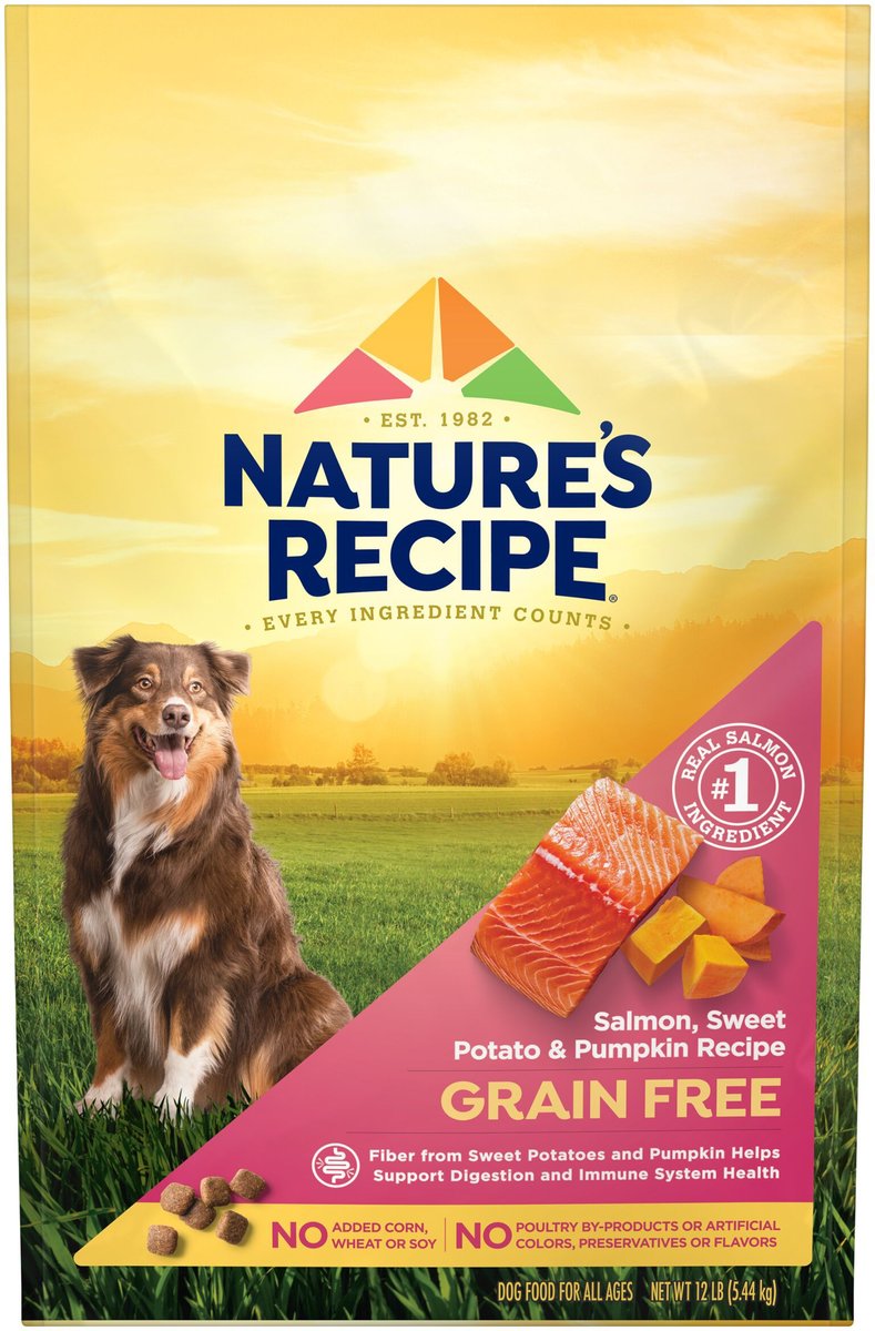 Nature's Recipe Grain Free Easy to Digest Dry Dog Food with Real Meat, Sweet Potato & Pumpkin