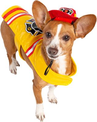 Show full view: Pet Krewe Firefighter Dog Costume, Yellow, Medium slide 2 of 8