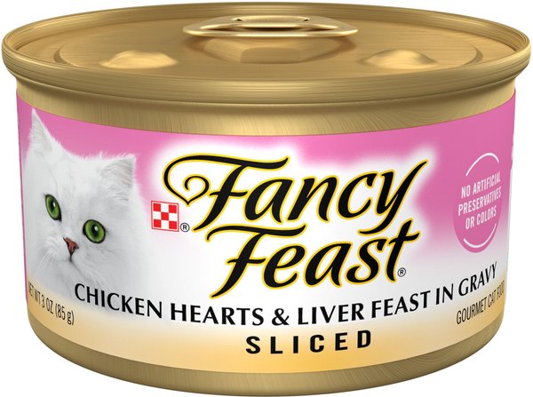 FANCY FEAST Sliced Chicken Hearts Liver Feast in Gravy Canned