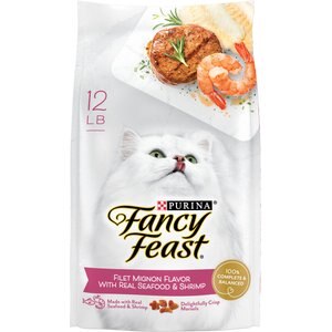Fancy Feast Gourmet Filet Mignon Flavor with Real Seafood & Shrimp Dry Cat Food, 12-lb bag