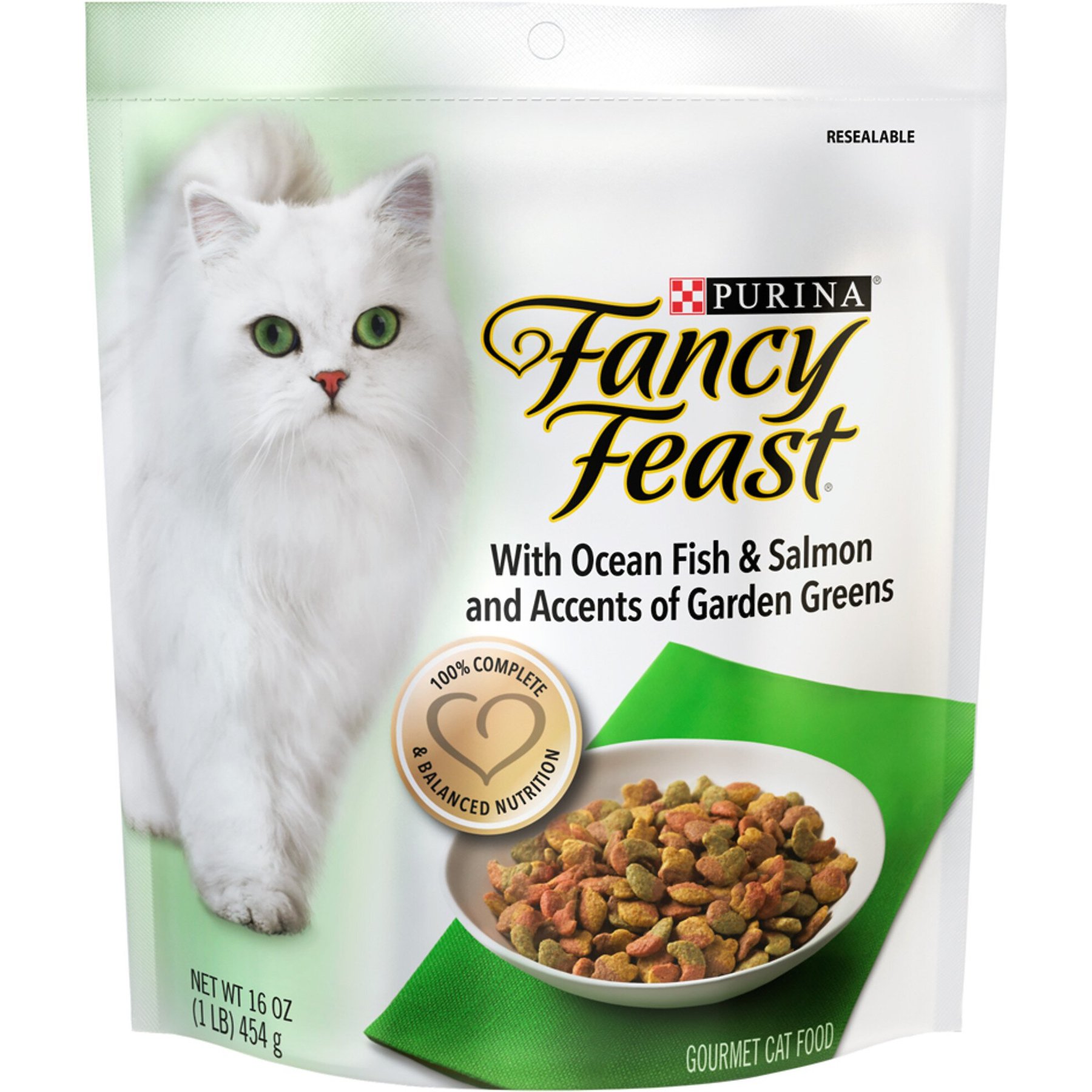 FANCY FEAST Gourmet Ocean Fish Salmon Accents of Garden Greens Dry Cat Food 3 lb bag Chewy